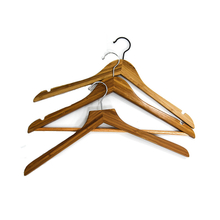 Clothing Store Bamboo Hangers Wood Coat Hangers Custom Logo with Hooks & Clips Non-Slip Hangers In Bulk